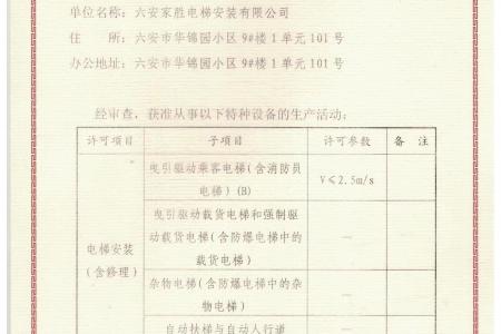 特種設備生產許可證